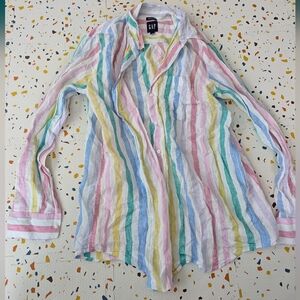 GAP 100% Linen Multicolor Linen Shirt